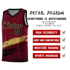 Crimson Khaki and Black Graffiti Basketball Jersey 2