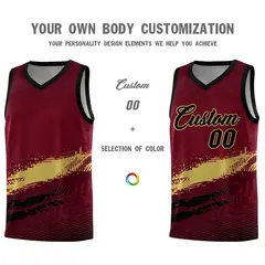 Crimson Khaki and Black Graffiti Basketball Jersey 3
