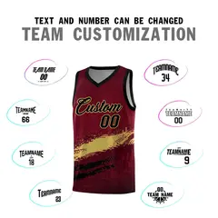 Crimson Khaki and Black Graffiti Basketball Jersey 4