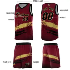 Crimson Khaki and Black Graffiti Basketball Jersey 5