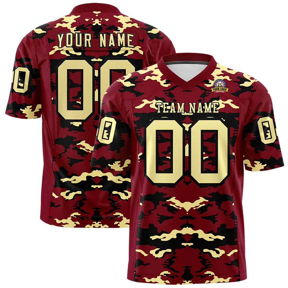 Crimson Khaki-Black Camo Authentic Football Jersey