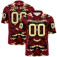 Crimson Khaki-Black Camo Authentic Football Jersey