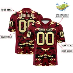 Crimson Khaki-Black Camo Authentic Football Jersey 2