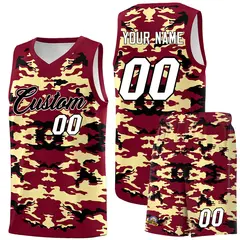 Crimson Khaki-Black Camo Basketball Jersey