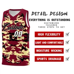 Crimson Khaki-Black Camo Basketball Jersey 2