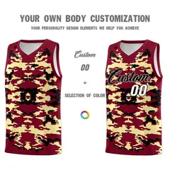 Crimson Khaki-Black Camo Basketball Jersey 3