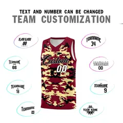 Crimson Khaki-Black Camo Basketball Jersey 4