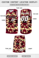 Crimson Khaki-Black Camo Basketball Jersey 5
