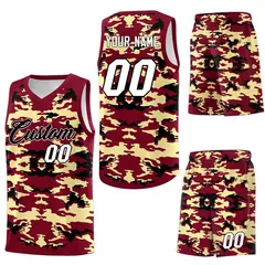 Crimson Khaki-Black Camo Basketball Jersey 6
