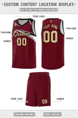 Crimson Khaki-Black Chest Color Block Basketball Jersey 2