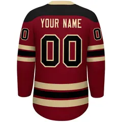Crimson Khaki Black Classic Lace-Up Neck Hockey Jersey 4