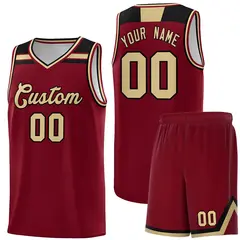 Crimson Khaki-Black Classic Sports Basketball Jersey 1