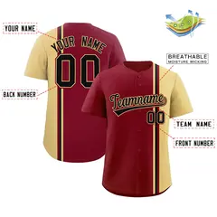 Crimson Khaki-Black Color Block Authentic Baseball Jersey 2