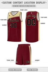 Crimson Khaki-Black Color Block Basketball Team Jersey 2