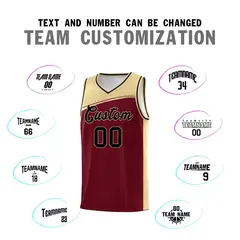 Crimson Khaki-Black Color Block Basketball Team Jersey 3