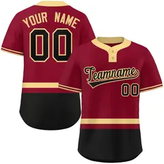 Crimson Khaki-Black Color Block Two-Button Softball Jersey