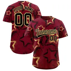 Crimson Khaki Black Graffiti Star Ink Baseball Jersey