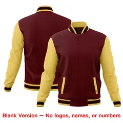 Crimson Khaki Black Raglan Sleeve Cotton Letterman Jacket 6