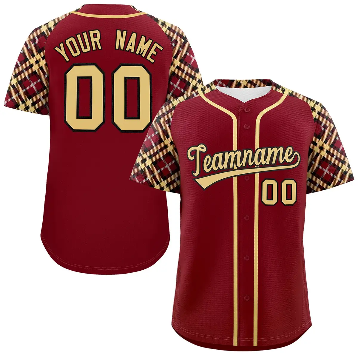 Crimson Khaki-Black Raglan Sleeves Authentic Baseball Jersey