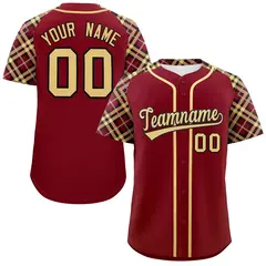 Crimson Khaki-Black Raglan Sleeves Authentic Baseball Jersey 1
