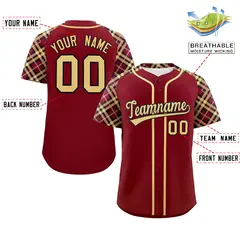 Crimson Khaki-Black Raglan Sleeves Authentic Baseball Jersey 2