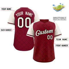 Crimson Khaki-Black Rhombus Authentic Baseball Jersey 2
