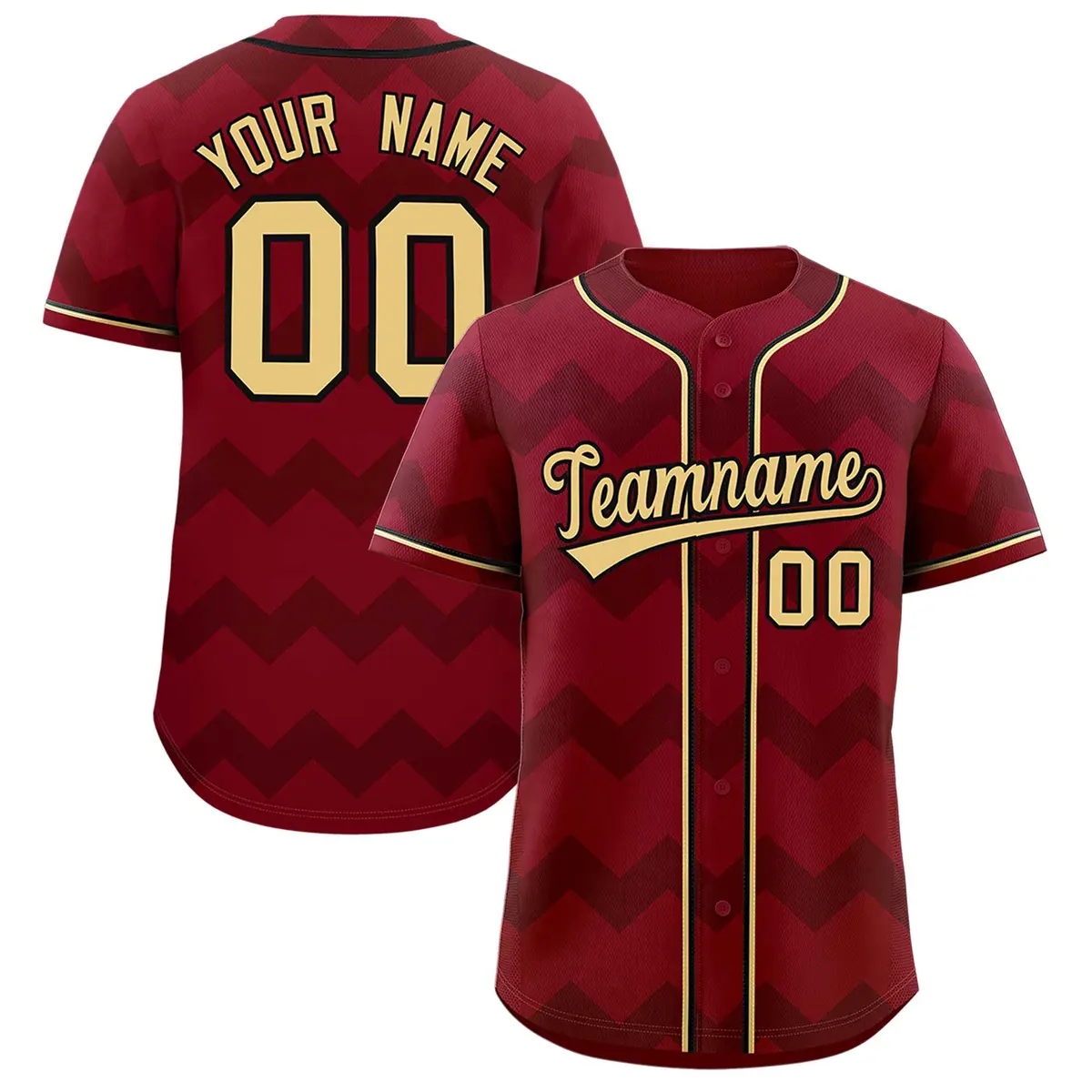 Crimson Khaki-Black Ripple Design Authentic Baseball Jersey