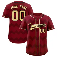 Crimson Khaki-Black Ripple Design Authentic Baseball Jersey
