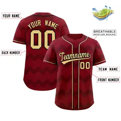 Crimson Khaki-Black Ripple Design Authentic Baseball Jersey 2