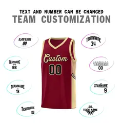 Crimson Khaki-Black Side Stripe Basketball Jersey 4
