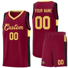 Crimson Khaki-Black Side Two-Tone Classic Basketball Jersey