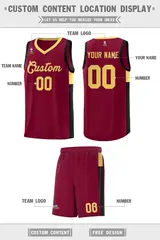 Crimson Khaki-Black Side Two-Tone Classic Basketball Jersey 2