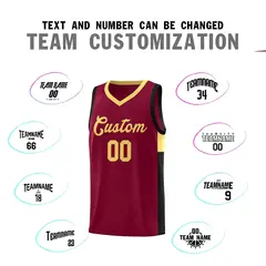 Crimson Khaki-Black Side Two-Tone Classic Basketball Jersey 4