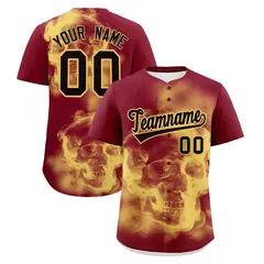 Crimson Khaki Black Skeleton Graffiti Baseball Jersey 1
