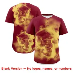 Crimson Khaki Black Skeleton Graffiti Baseball Jersey 8