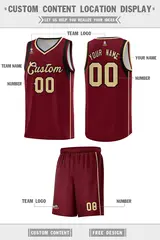 Crimson Khaki Black Sleeve Color Block Basketball Jersey 2