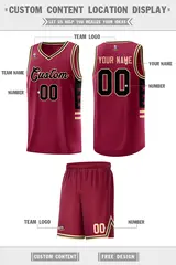 Crimson Khaki-Black Star Pattern Sports Basketball Jersey 2