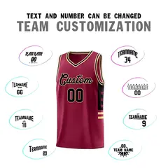 Crimson Khaki-Black Star Pattern Sports Basketball Jersey 3