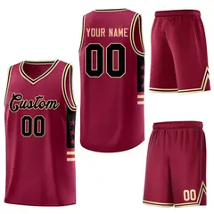 Crimson Khaki-Black Star Pattern Sports Basketball Jersey 5