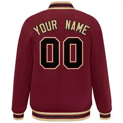 Crimson Khaki-Black Varsity Full-Snap Letterman Baseball Jacket 4