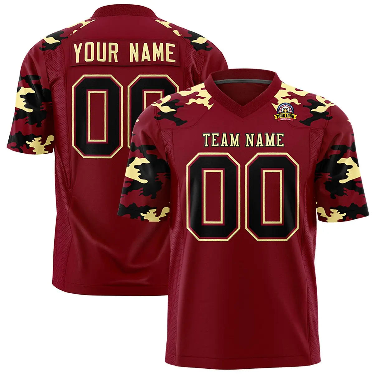 Crimson Khaki Camo Authentic Football Jersey