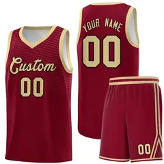Crimson Khaki Chest Slash Pattern Basketball Jersey 1