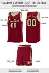 Crimson Khaki Chest Slash Pattern Basketball Jersey 3