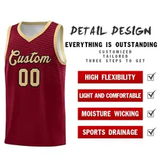 Crimson Khaki Chest Slash Pattern Basketball Jersey 4
