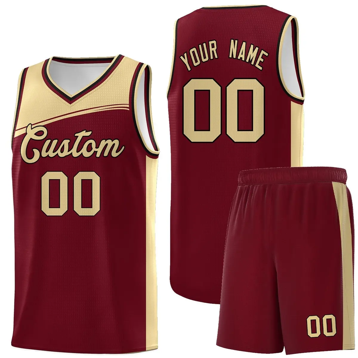 Crimson Khaki Color Block Basketball Jersey