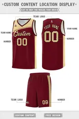 Crimson Khaki Color Block Basketball Jersey 2