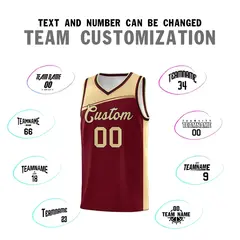 Crimson Khaki Color Block Basketball Jersey 3
