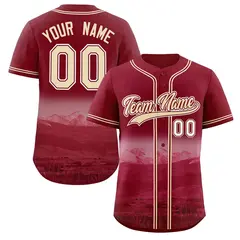 Crimson Khaki-Crimson Denver City Skyline Baseball Jersey