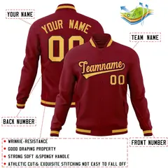Crimson Khaki-Crimson Full-Snap Varsity Letterman Jacket 4