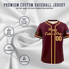 Crimson Khaki Father's Day Classic Baseball Jersey 3